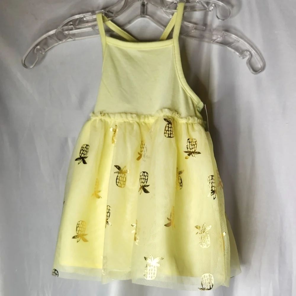 Toddler Girls' Pineapple Tulle Dress - Cat & Jack Yellow 18M
